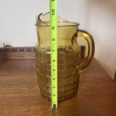 Anchor Hocking Topaz Textured Geometric Window Pane Pitcher And 7 Glasses