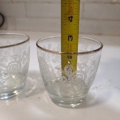 Vtg Homer Laughlin Glasses Set of 2 Lacey Queen Esther White Flowers Gold Rim