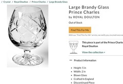 Vtg ROYAL DOULTON PRINCE CHARLES Crystal Brandy Snifter 4.75” Set of 5 NICE!