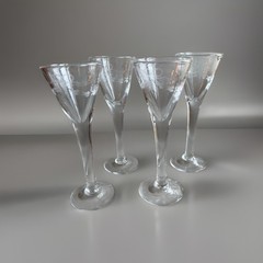 LAST CHANCE 4 Vintage Reijmyre Antik Etched Glass Schnapps Glasses