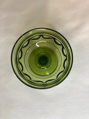 4x Colony Color Crown Green Sherbet Champagne Glasses Olive Green Thumbprint