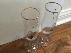 BOCKlING Toasting Flutes Hand Blown German Lot 2 NEW Crystals/Stars rhinestone