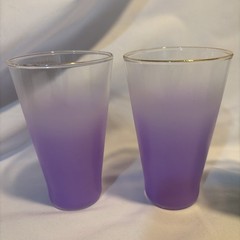 VTG Blendo Violet & Green Ombre Gold Trim 5″ Glasses Tumblers – Set of 4