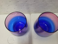 2 CC ZECCHIN Style MURANO Two Tone Glasses 3.5″ Made Italy RARE Rose & Blue