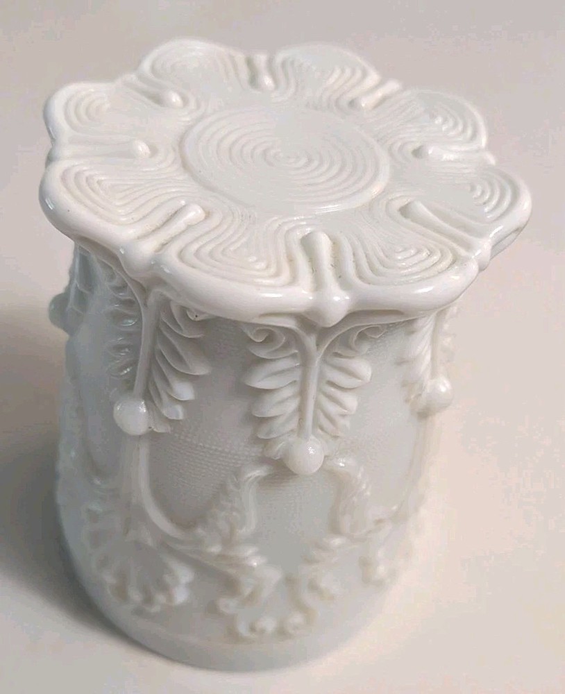 Antique PA EAPGS Challinor Scroll Rococo Floral Relief & Scroll Scalloped Cup 3″