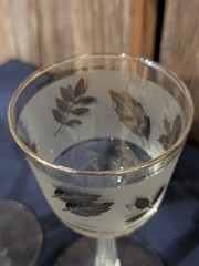MCM Libbey Frosted Silver Leaf/Foliage 8 oz Wine Glasses/Goblets Set 6 SEE PICS!