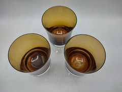 3 Denby Mirage Swedish Amber Glass Water Goblets Stemware Bo Borgstrom MCM 1970s