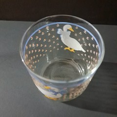 Libbey Country Goose Glass Tumbler 1980s Blue Bow Tulips 3 3/8″ Vintage USA