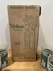 Wedgwood Jasperware Jeanette Green Hellenic Drinking 6 oz Juice Glasses Set of 8