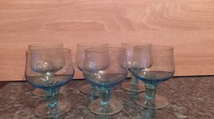 Blue Wine Glasses set of 6 blue goblets USSR 1980