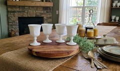 4 Indiana Glass Colony Harvest White Milk Glass Goblets Grape Water Wine Vintage