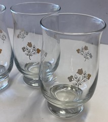 Pfaltzgraff Remembrance 12 oz Footed Tumbler Glass, set of 5, Libby Glass