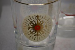 5 MID CENTURY MODERN SAIL SHIP & COMPASS LIBBEY DRINKING GLASSES GOLD RIM MCM