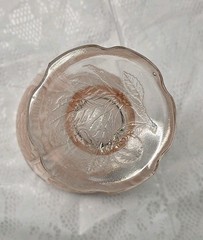 Pair of Jeannette Cherry Blossom Pink depression glass scalloped-footed tumblers