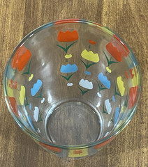 Colorful Tulips / Stripes 30 oz. Glass Tumblers Retro MCM Large Tall – Set of 2