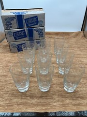 Lot 12 Libby Safedge Classic #597 Tumbler Etched Leaf NEW w/Boxes MCM