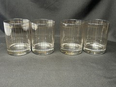 SET of 4 VTG Culver Gold Striped Old Fashioned Low Ball Glasses