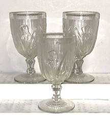3 Jeannette IRIS CRYSTAL 5 1/2″ – 8 oz WATER GOBLETS