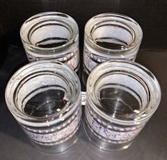 4 Libbey Life Styles Crystal Tumblers Marble Pattern 22K Gold Trim Vintage