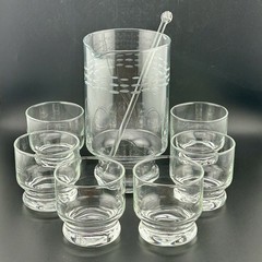 Princess House Heritage #407 Pitcher 6 Glasses Stirrer Etched 1970s VTG