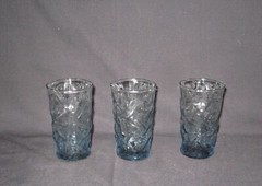 Vintage Anchor Hocking Milano blue/gray tumblers lot of 3, approx. 3 7/8″ x 2 1/