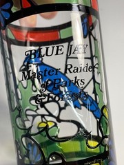 Vintage Blue Jay Master Raider of Parks & Forests Colorful Drink Glass Cup