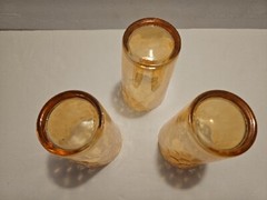 3 Rare Jeanette Glass & Carnival Iridescent Lustre Honeycomb Tumblers 5”