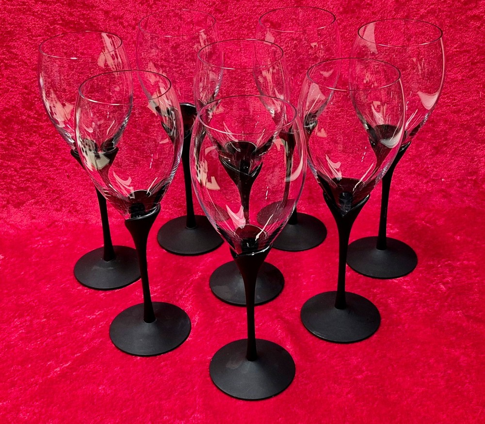 Set of 2 Mikasa RARE Matt Alexandra Black Tulip Stemware Water Goblets 8 Availbl