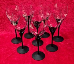 Set of 2 Mikasa RARE Matt Alexandra Black Tulip Stemware Water Goblets 8 Availbl