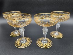 Set 4 St Louis STL60 Gold Encrusted Crystal Sherbet Dessert Coupe 4.75” France