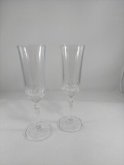 ST GEORGE SET OF 2 CRYSTAL AMERICAN HERITAGE FLUTED CHAMPAGNE FLUTES 8 3/8″