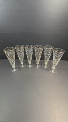 Vintage Gold Gilt Etched Champagne Flutes Set 6 Elegant Floral Glasses