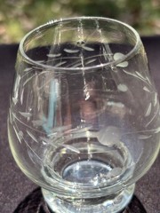 Pioneer Clear Glass Japan Gray Cut Willow Moon 3″ Seamless Brandy Snifter 4.2oz