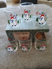 Set of 6 Libbey / Pfaltzgraff 15 Oz Snow Village Snowman Glasses NEW IN BOX VTG