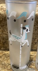 Libby Carousel Circus Animal Tom Collins High Ball Glasses Frosted 7” set of (4)