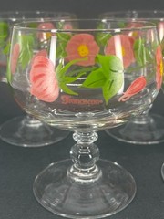 Set of 4 FRANCISCAN DESERT ROSE Stemmed Parfait Glasses – FRANCE 5.5″H Rare Vtg