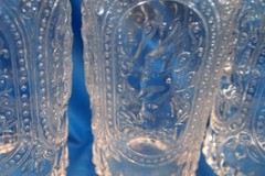 Lot of 4 Iridescent Clear Easter Bunny Embossed Hobnail Highball Glasses Set