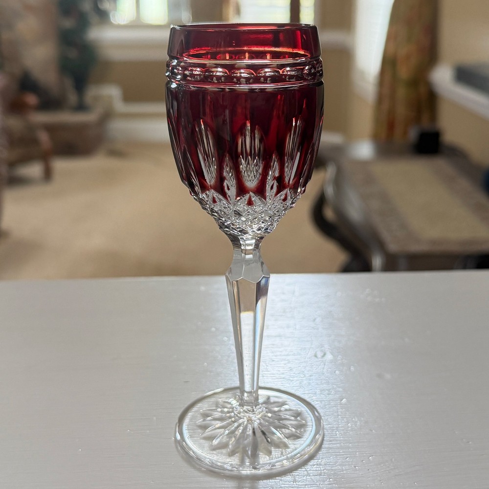 Waterford Crystal CLARENDON Cased Ruby Red Cordial 5 7/8″ Made Hungary