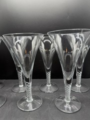 Reticello Latticino Stem Goblets Venetian Murano Style Hand Blown Art Glass Set