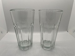 2 Libbey Gibraltar Glasses Clear Paneled Heavy Flat Bottom Tumblers Coolers 6.25