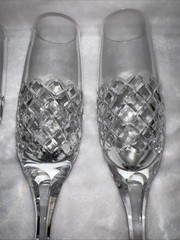 Waterford Comeragh 5 Elegant Champagne Crystal Flutes Vintage