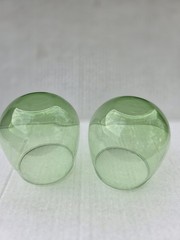 Vintage Libbey Green Roly Poly Mid Century Modern Cocktail Bar Glasses Set of 2
