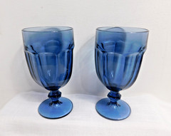 J7 – Libbey USA Gibralter Duratuff Cobalt Blue Iced Tea Goblets Lot of 2