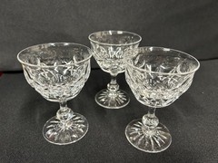 3 Raleigh by Tudor Champagne/ Sherbet Glasses. 3 3/4 Tall. Made In England