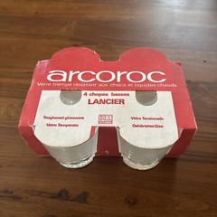 Vtg Arcoroc LANCER Clear France 10 4/5 oz» On The Rocks» Glass 4 Set