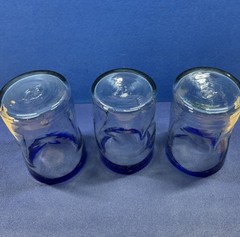 VTG Mexican Hand Blown Glasses Lot of 3 (5” To 5 1/2” Tall)