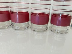 Vintage Libbey Capri Concert Highball Glasses Red Striped Tumblers Set of 5 MCM