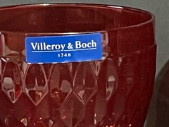 2 Villeroy & Boch Boston Red Water Goblets- Germany- New with tags