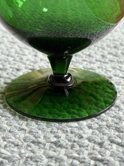 Set Of 6 Emerald Green Hand Blown Pedestal Water Goblets Made By Jude Co. MCM