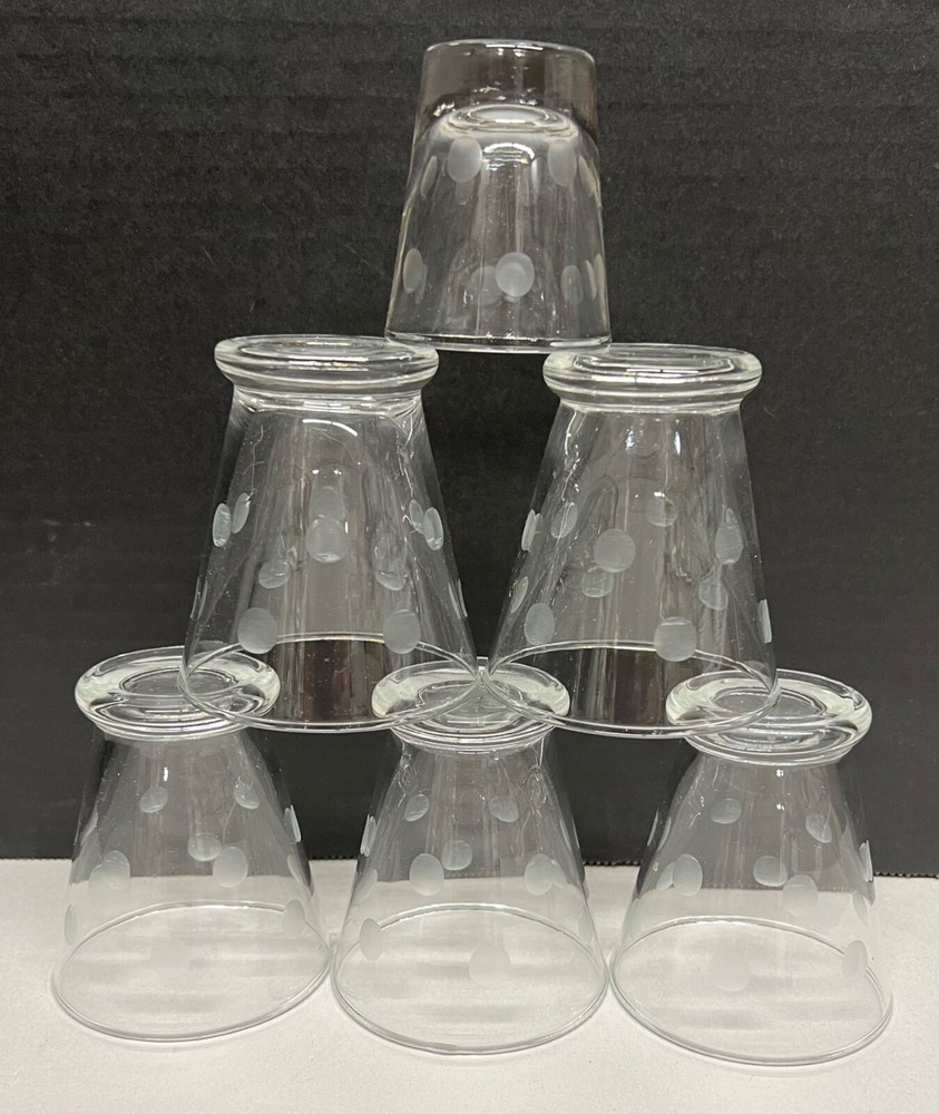 MCM Cocktail Glasses Etched Bubble Dot Barware W Matching Shot Glass
